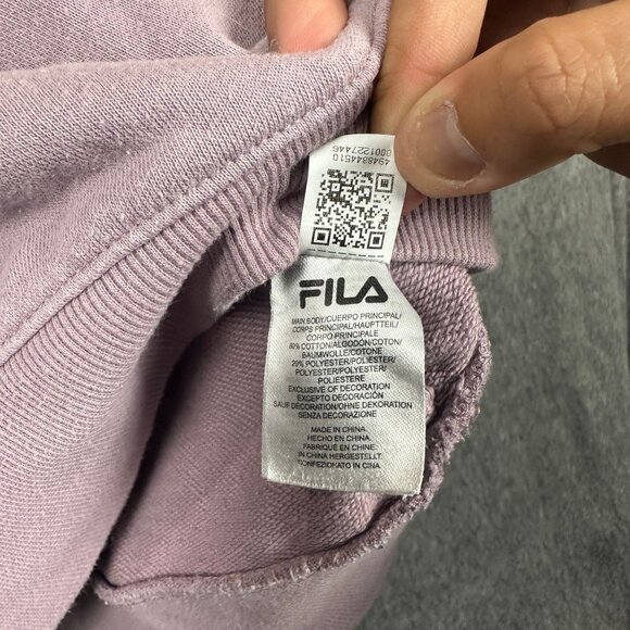 Fila Womens Small Lilac Sweatshirt 100% Cotton Logo Crewneck Casual Lightweight - Picture 4 of 11